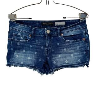 Aeropostale Y2K Micro Mini Denim Shorts Low Rise Distressed Dot Print Size 4